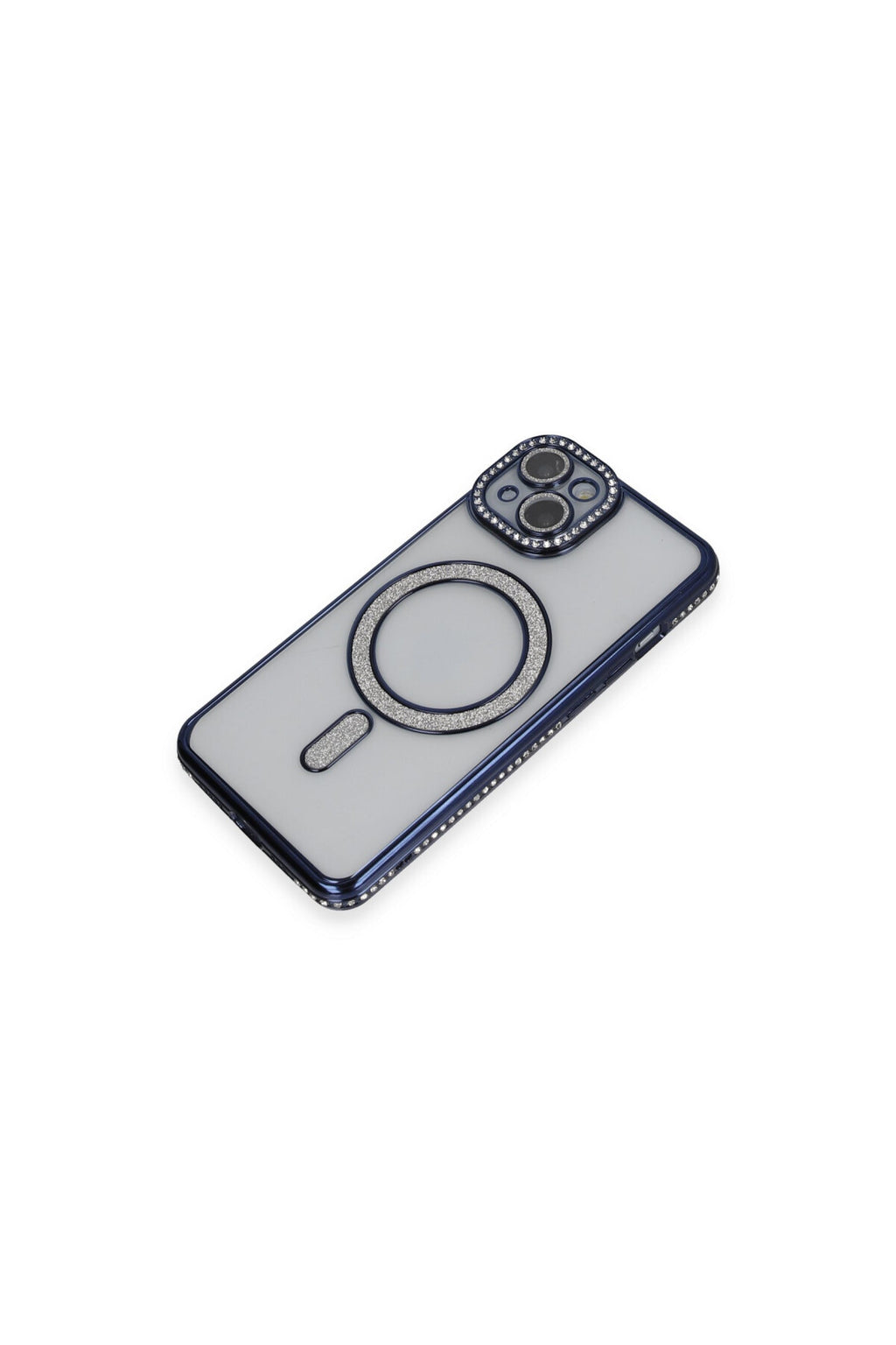 Apple iPhone 13 Uyumlu Kılıf Joke Simli Magneticsafe Kılıf - Lacivert