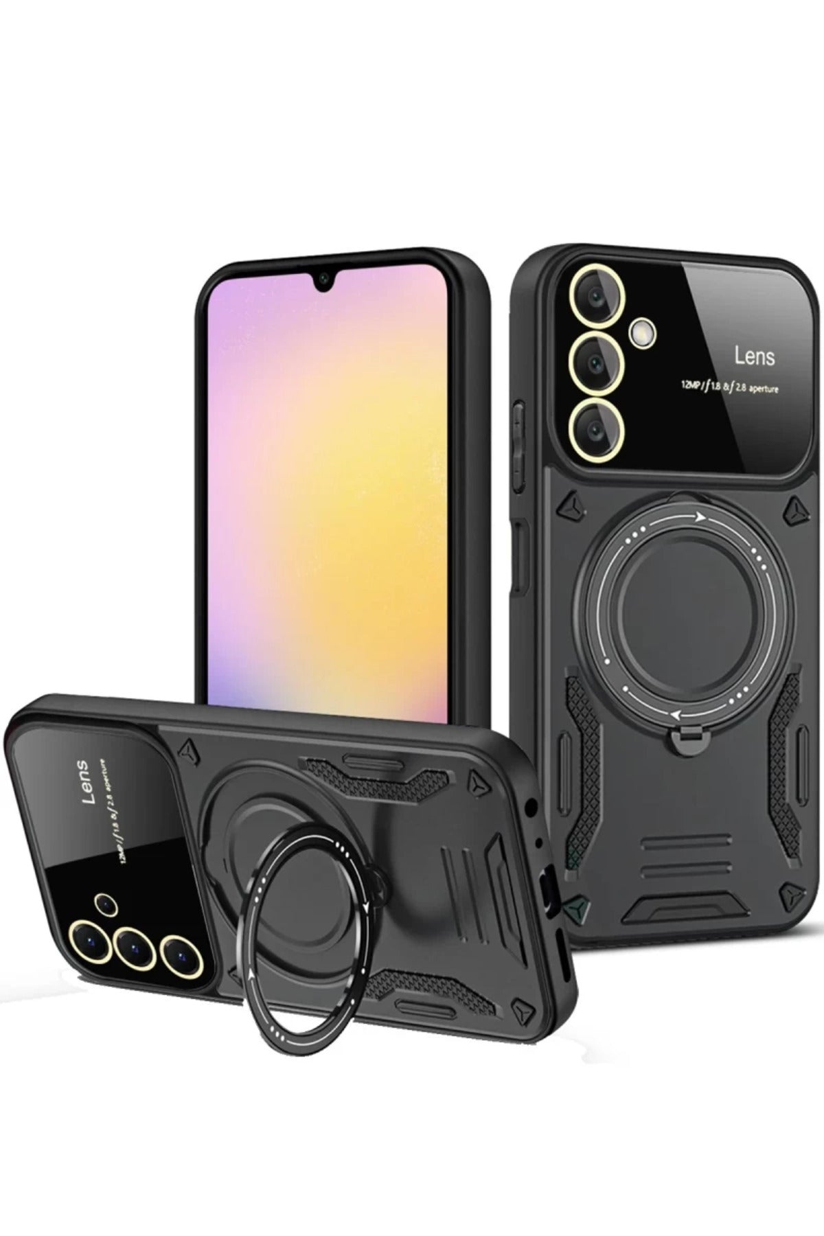 Samsung Galaxy A26 Uyumlu Kılıf Joy Lens Standlı Kapak - Siyah