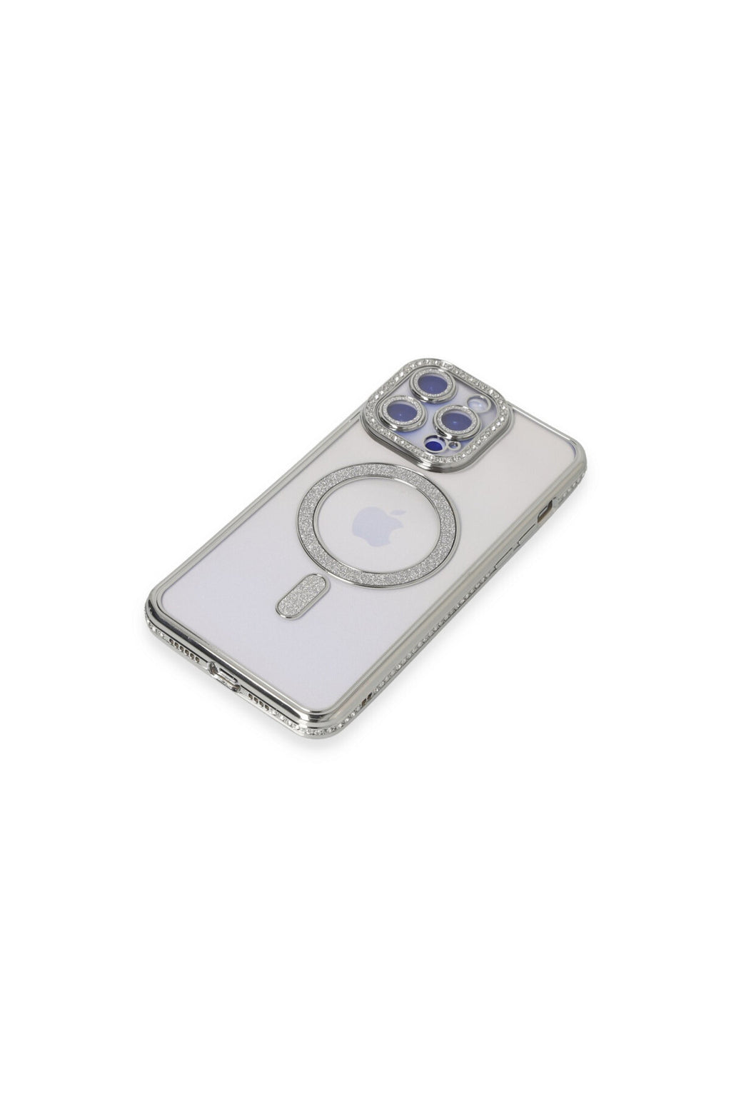 Apple iPhone 15 Pro Uyumlu Kılıf Joke Simli Magneticsafe Kılıf - Gümüş