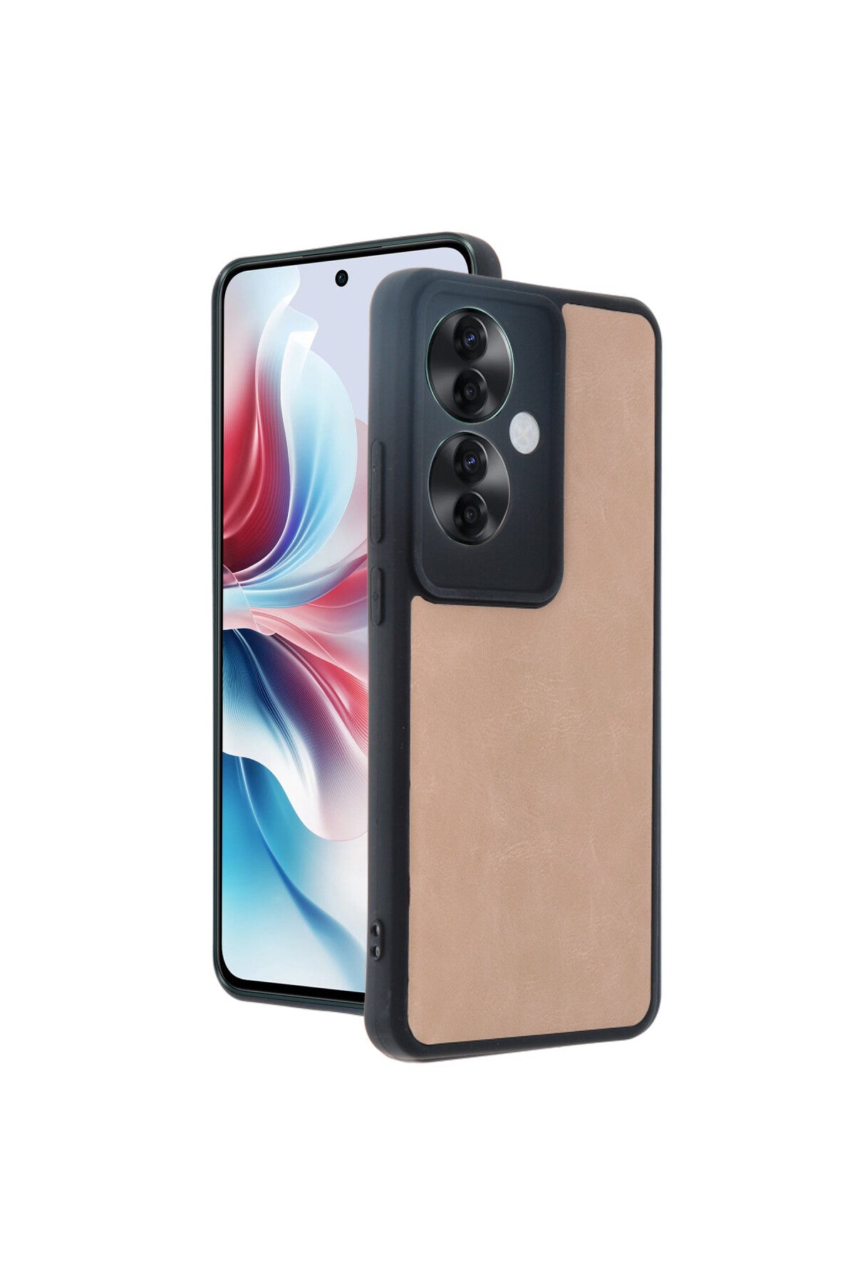 Oppo Reno 11F Uyumlu Kılıf Aras Deri Kapak - Pudra