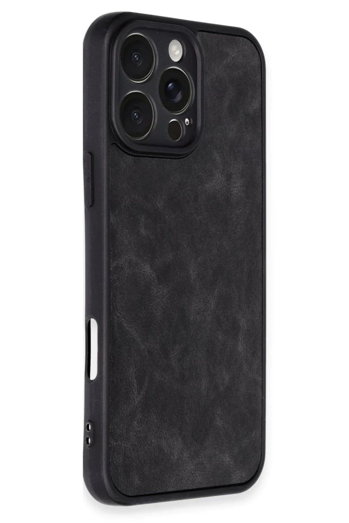 Apple iPhone 16 Pro Uyumlu Kılıf Aras Deri Kapak - Siyah