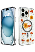 Apple iPhone 15 Pro Max Uyumlu Kılıf Daisy Simli Magsafe Kapak - Siyah