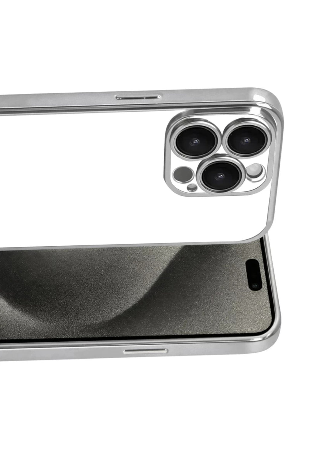 Apple iPhone 15 Pro Max Uyumlu Lensli Silikon - Gümüş