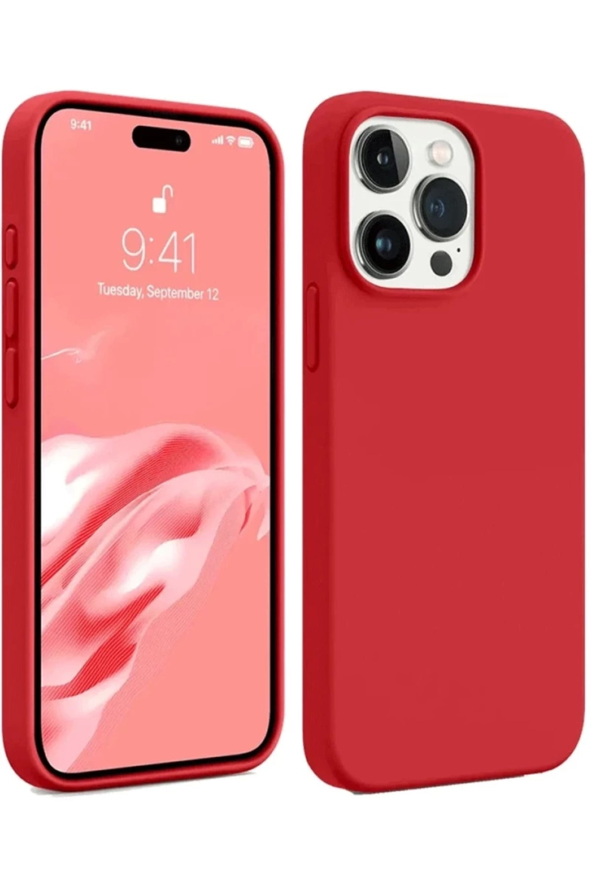 Apple iPhone 15 Pro Max Uyumlu Kılıf First Silikon - Kırmızı