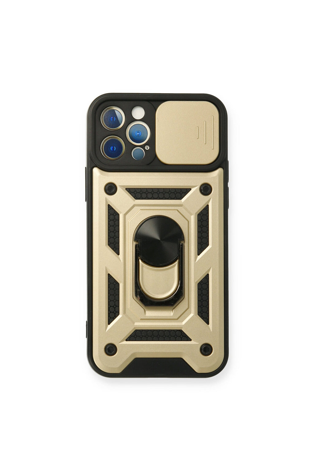 Apple iPhone 12 Pro Uyumlu Kılıf Pars Lens Yüzüklü Silikon - Gold