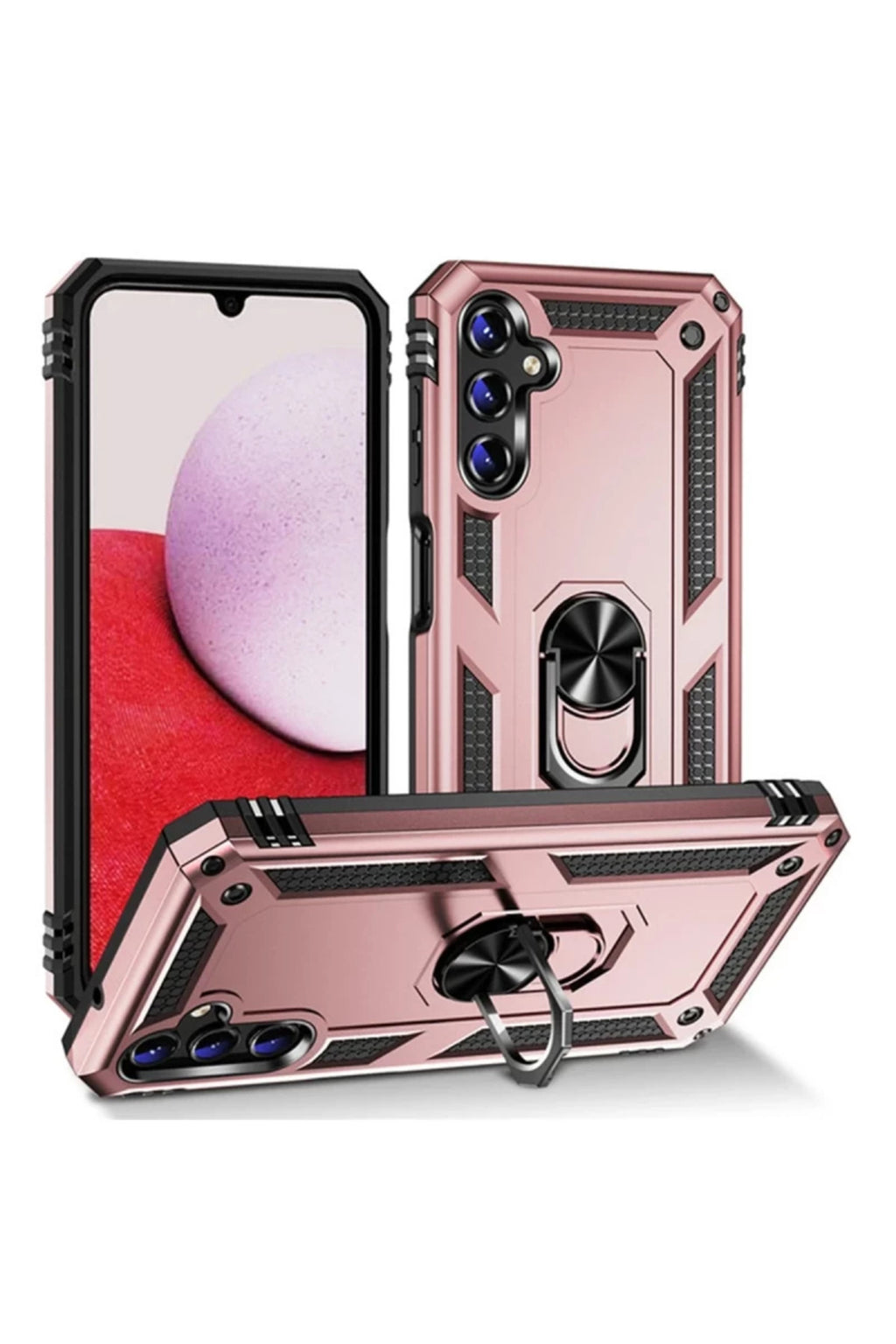 Samsung Galaxy A04S Uyumlu Kılıf Sofya Yüzüklü Silikon Kapak - Rose