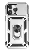 Apple iPhone 14 Pro Uyumlu Kılıf Pars Lens Yüzüklü Silikon - Gümüş