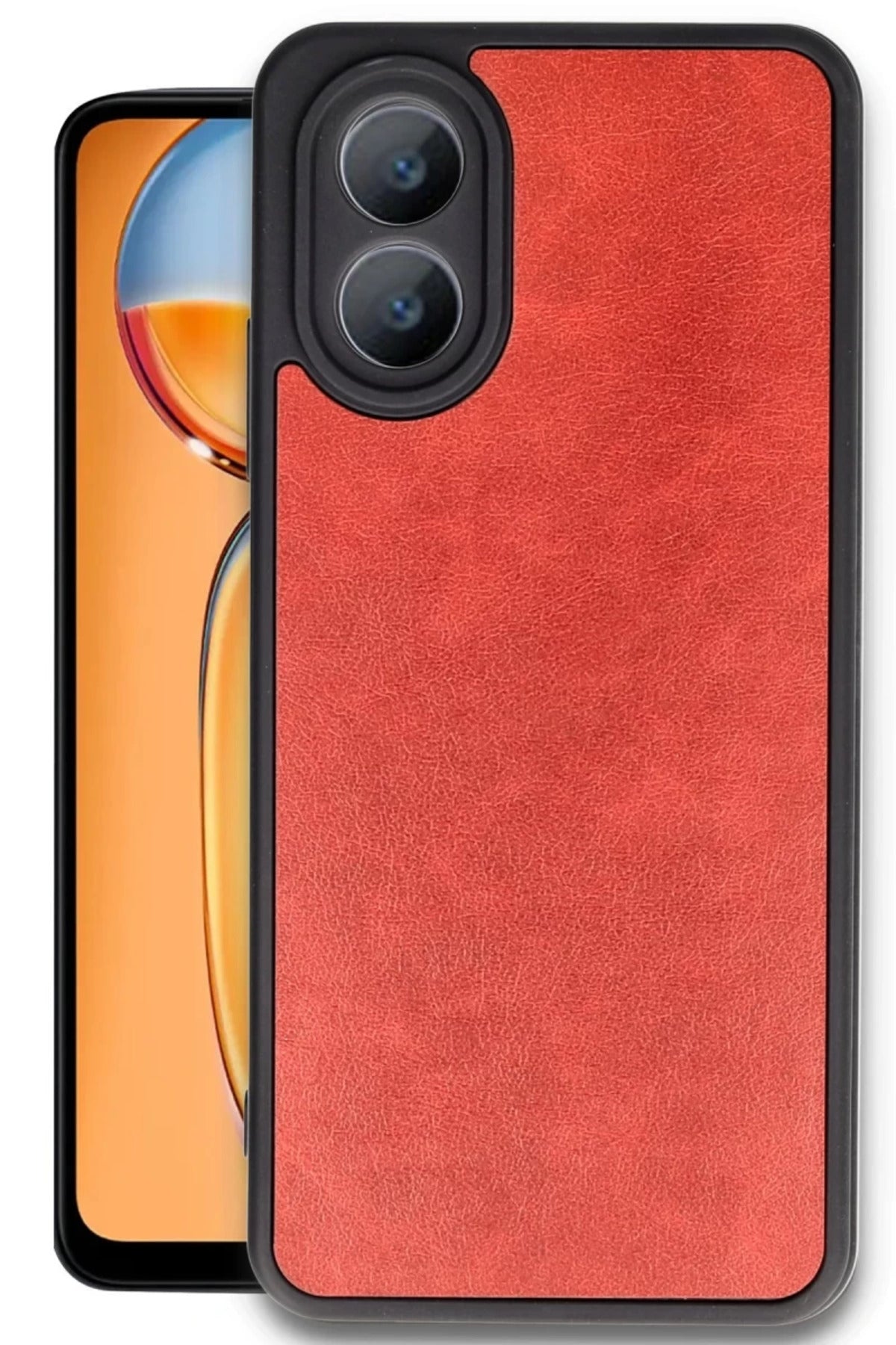 Oppo A38 Uyumlu Kılıf Aras Deri Kapak - Kırmızı