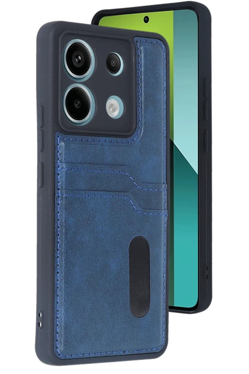 Xiaomi Redmi Note 13 Pro 5G Uyumlu Kılıf Sara Kartvizitli Deri Kılıf - Lacivert