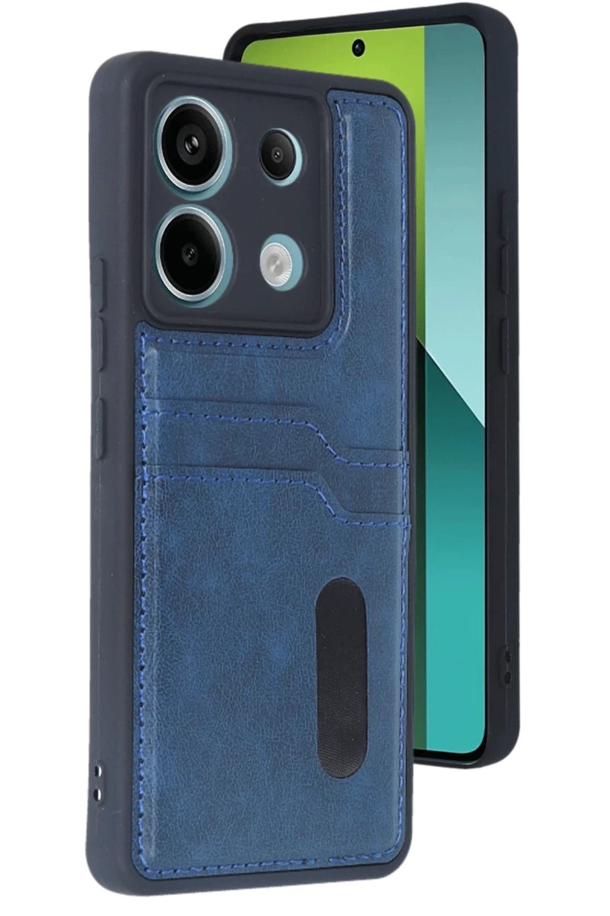 Xiaomi Redmi Note 13 Pro 5G Uyumlu Kılıf Sara Kartvizitli Deri Kılıf - Lacivert