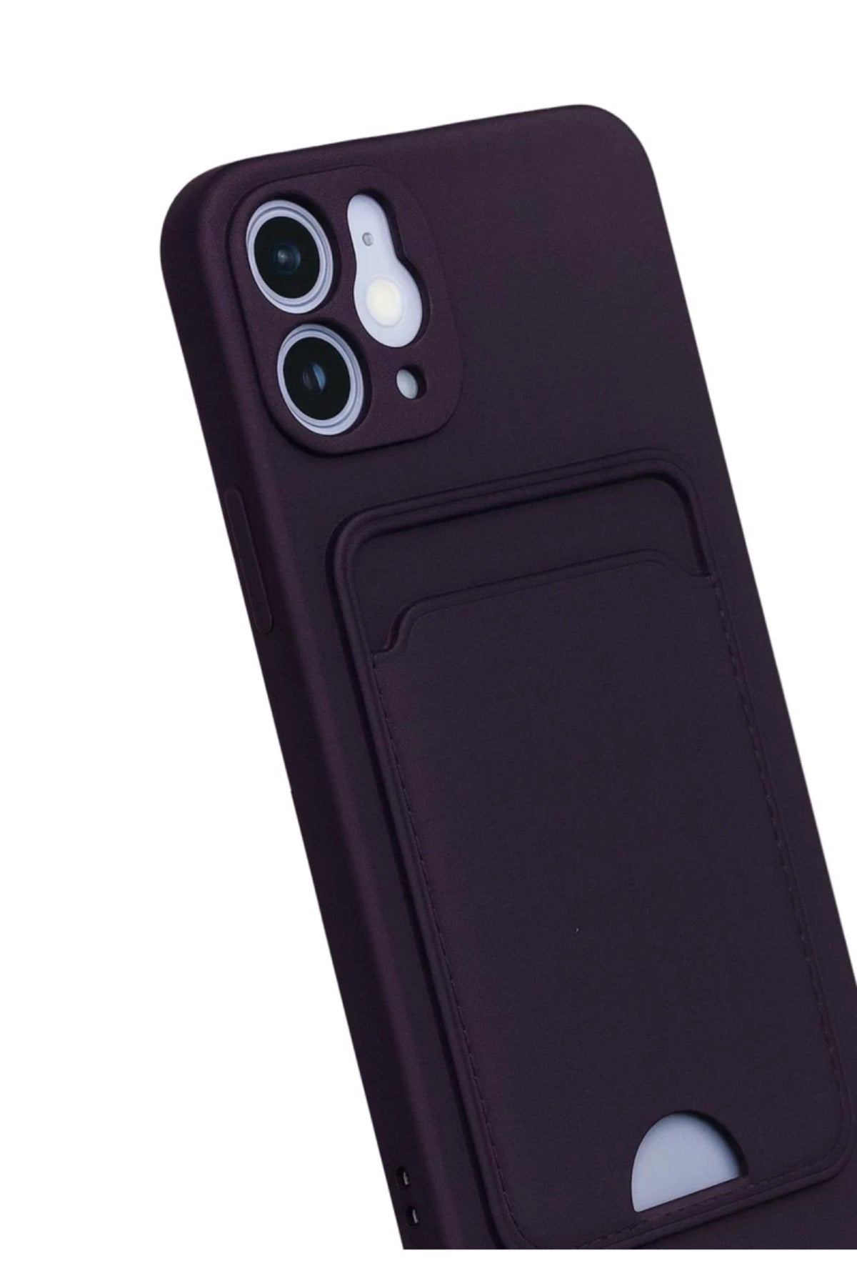 Apple iPhone 12 Uyumlu Kılıf Kelvin Kartvizitli Silikon - Derin Mor