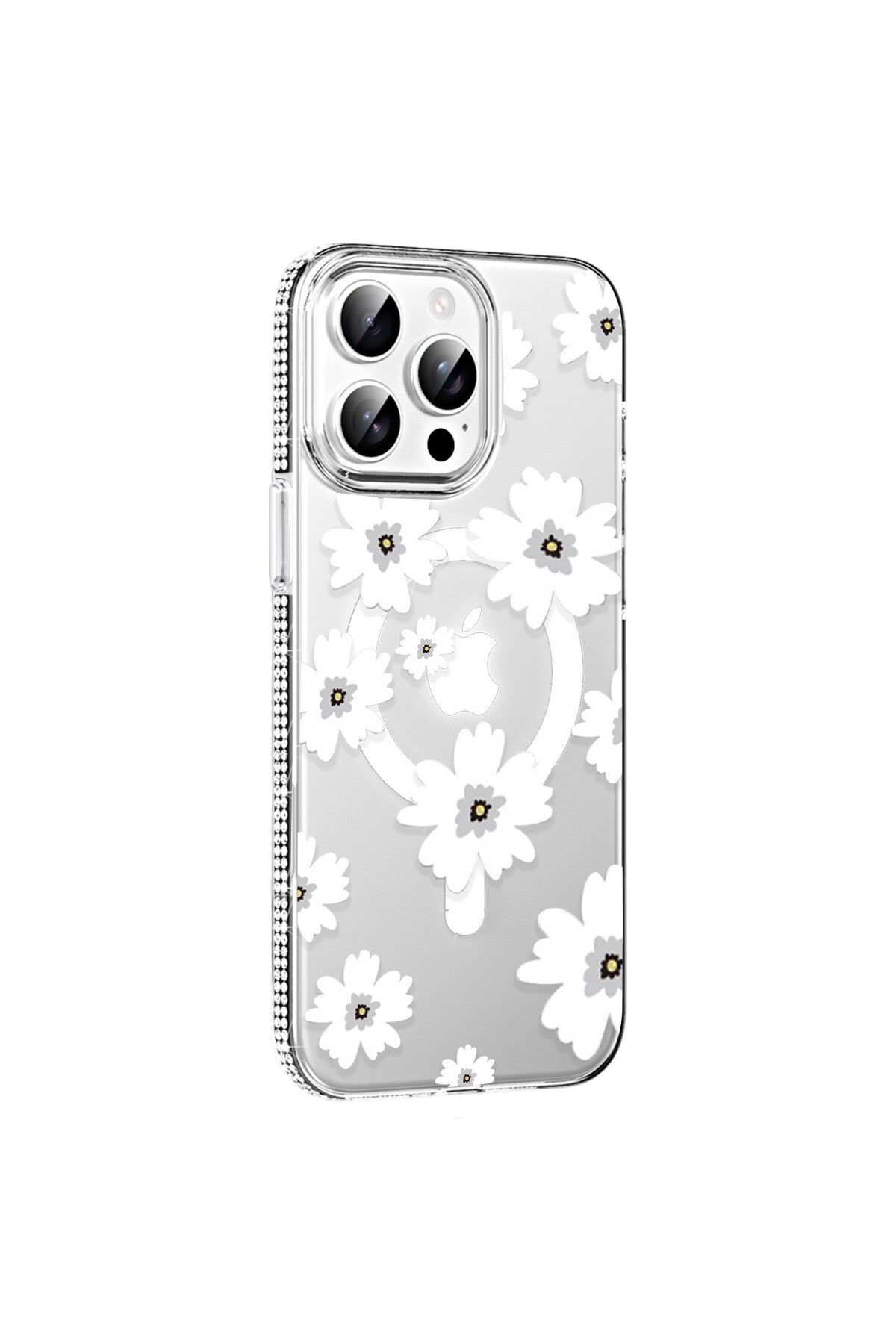 Joko Apple iPhone 15 Pro Max Uyumlu Floral Magsafe Kapak - Beyaz