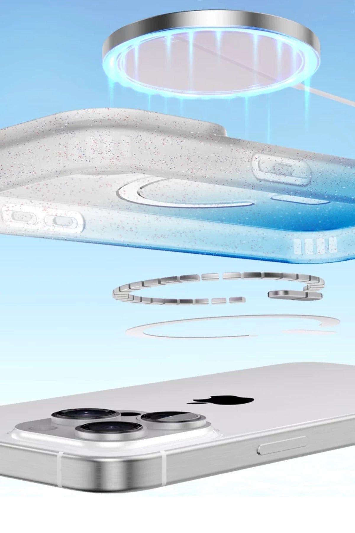 Apple iPhone 16E Uyumlu Pummel Shiny Magsafe Kapak - Mavi