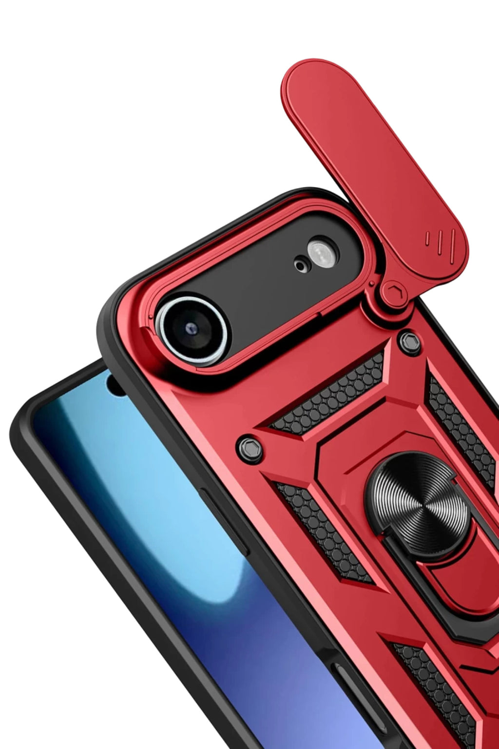 Apple iPhone 17 Air Uyumlu Pars Lens Yüzüklü Silikon - Kırmızı