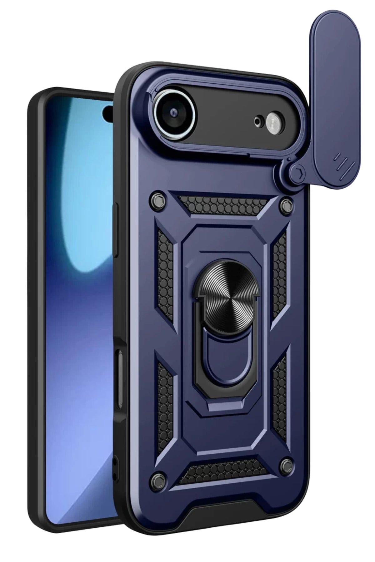 Apple iPhone 17 Air Uyumlu Pars Lens Yüzüklü Silikon - Lacivert