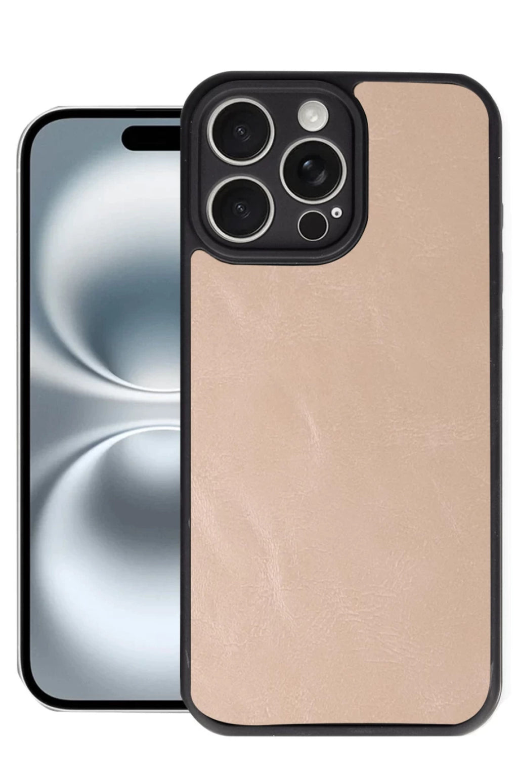 Apple iPhone 16 Pro Max Uyumlu Kılıf Aras Deri Kapak - Pudra