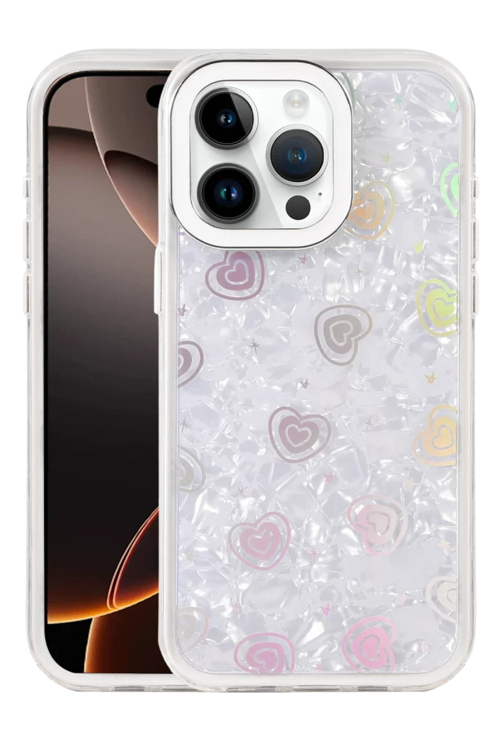 Apple iPhone 16 Pro Uyumlu Lumi Desenli Kapak - Beyaz