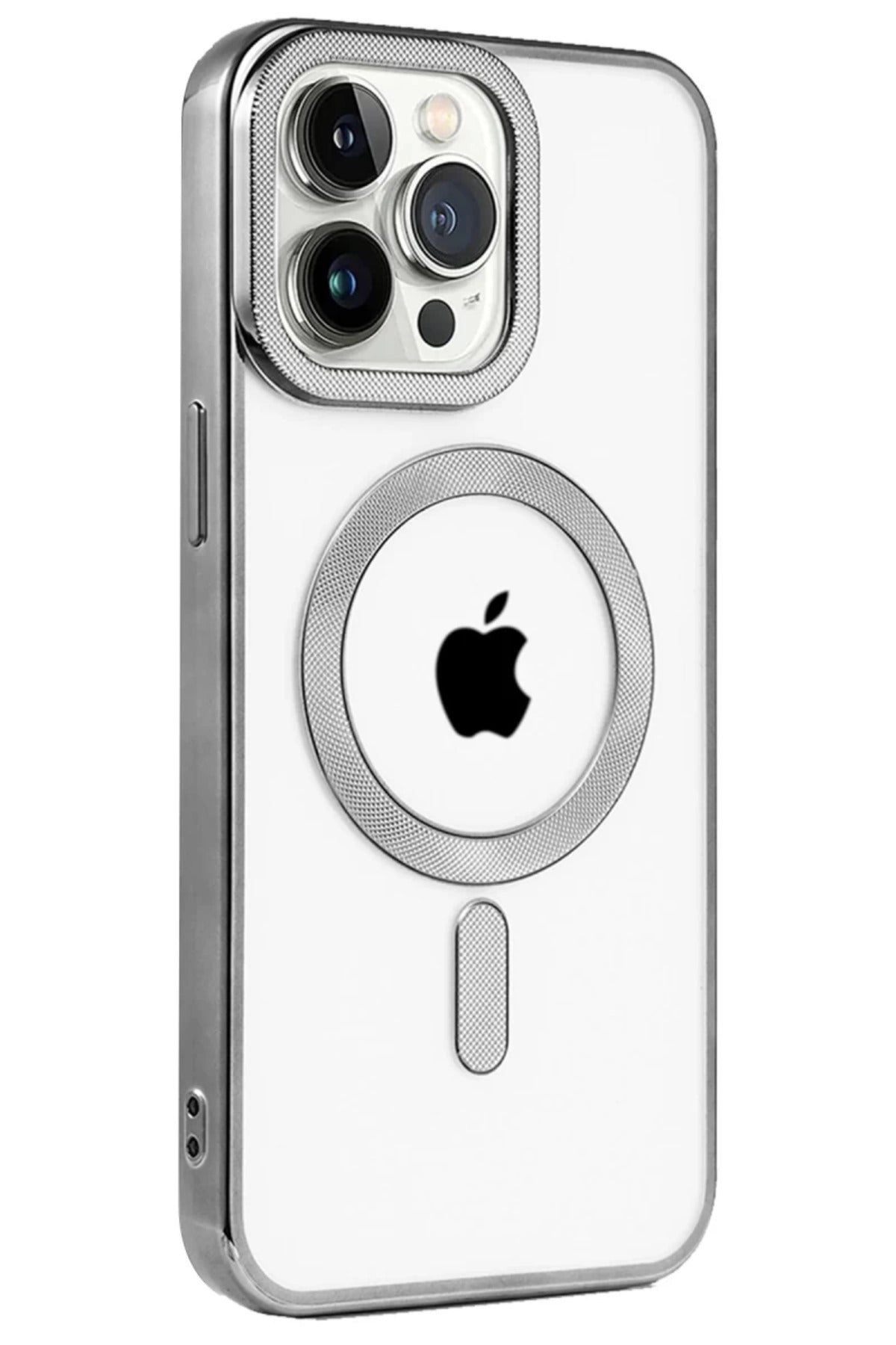 Apple iPhone 15 Pro Uyumlu Kılıf Kronos Magsafe Kapak - Titanyum Gri