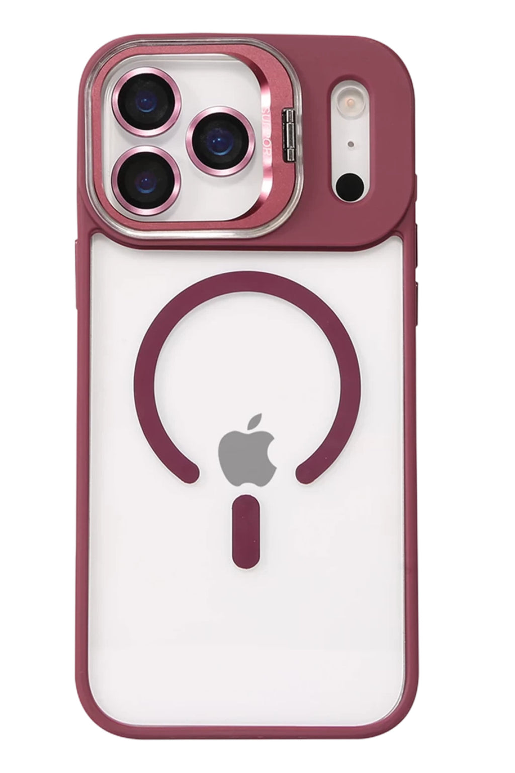 Joko Apple iPhone 17 Pro Max Uyumlu Remim Lensli Magsafe Standlı Kapak - Bordo