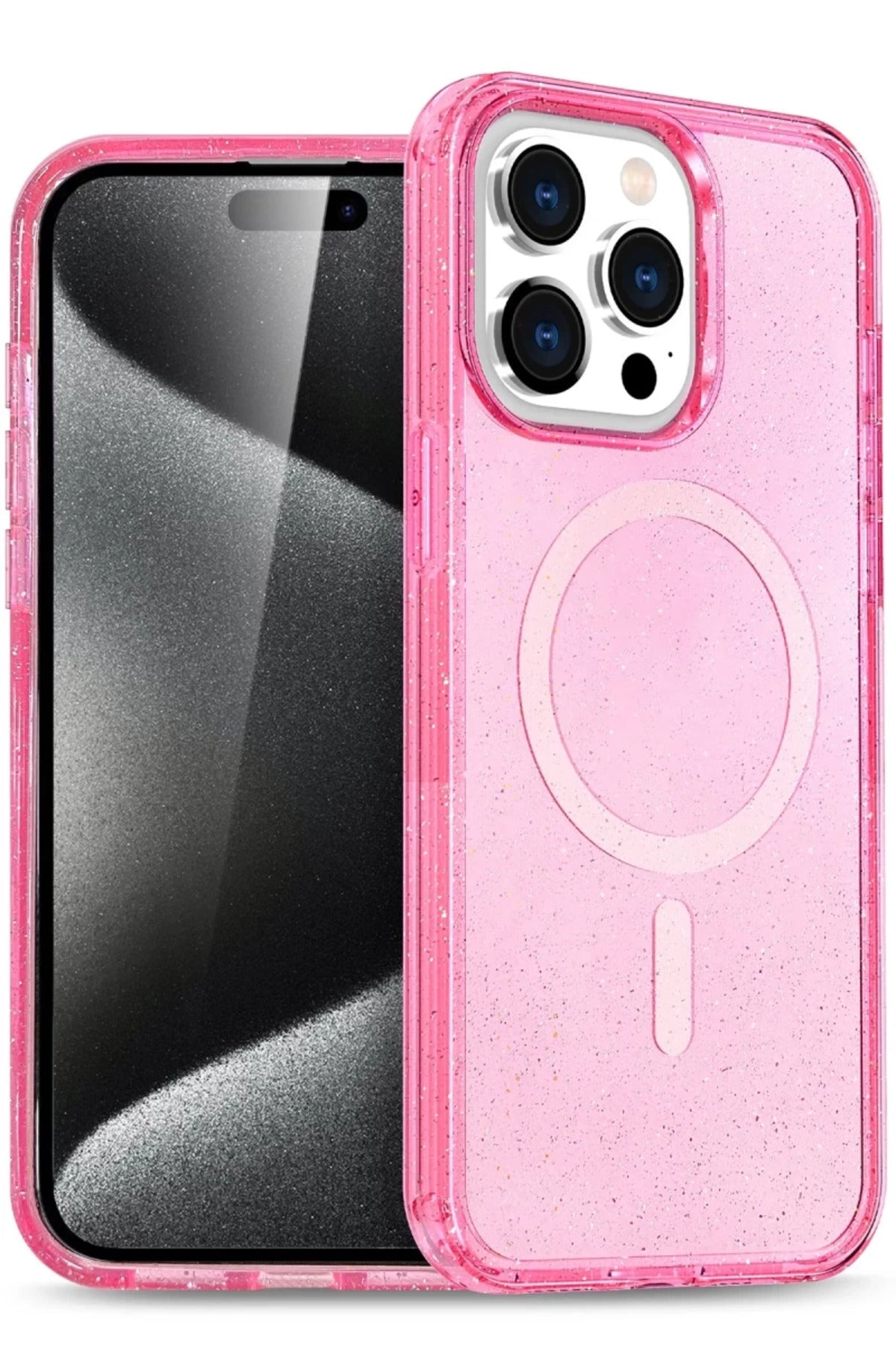 Apple iPhone 15 Pro Uyumlu Kılıf Star Magsafe Kapak - Pembe