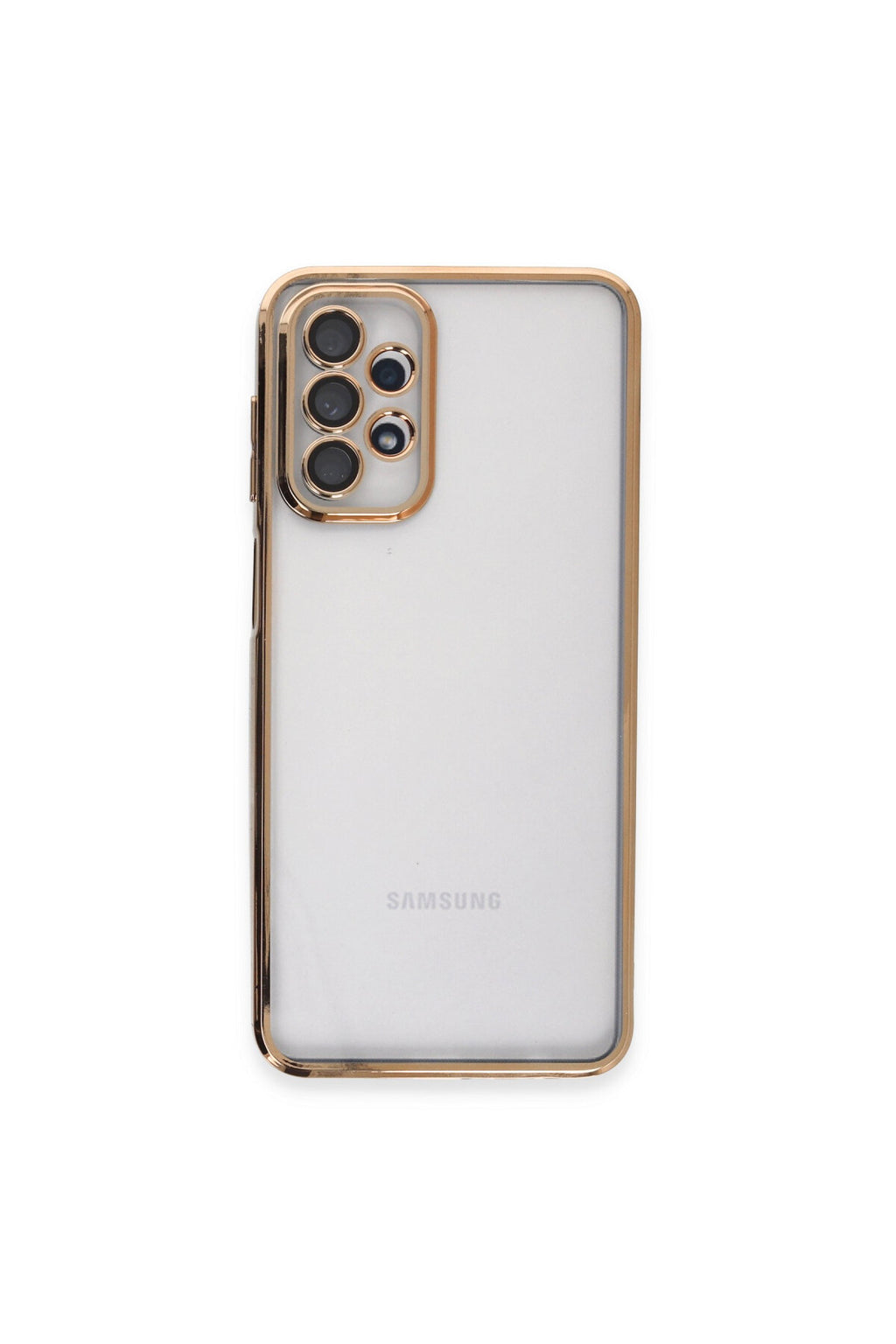 Samsung Galaxy A23 4G Uyumlu Kılıf Lensli Silikon - Gold