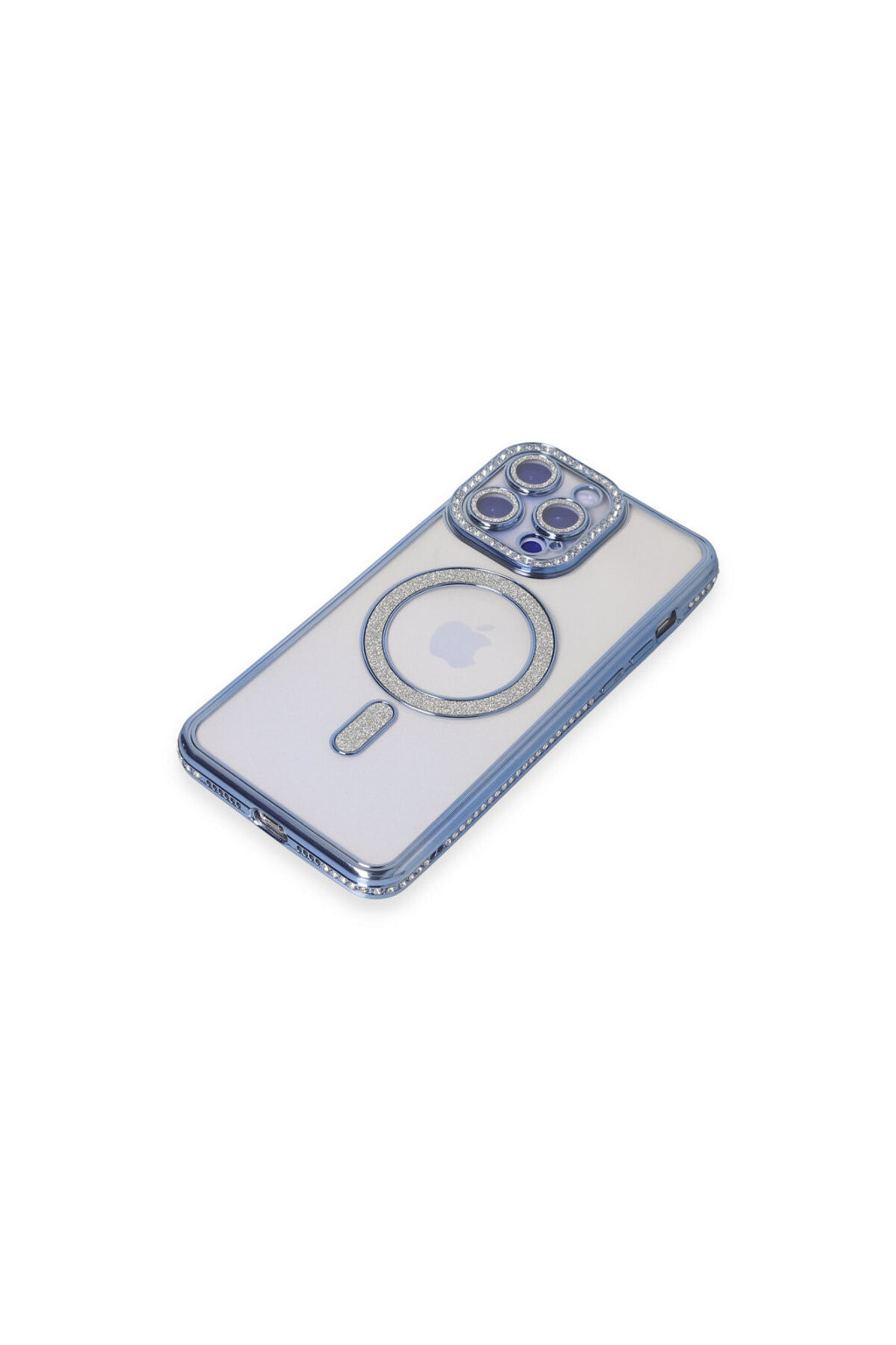 Apple iPhone 15 Pro Uyumlu Kılıf Joke Simli Magneticsafe Kılıf - Mavi
