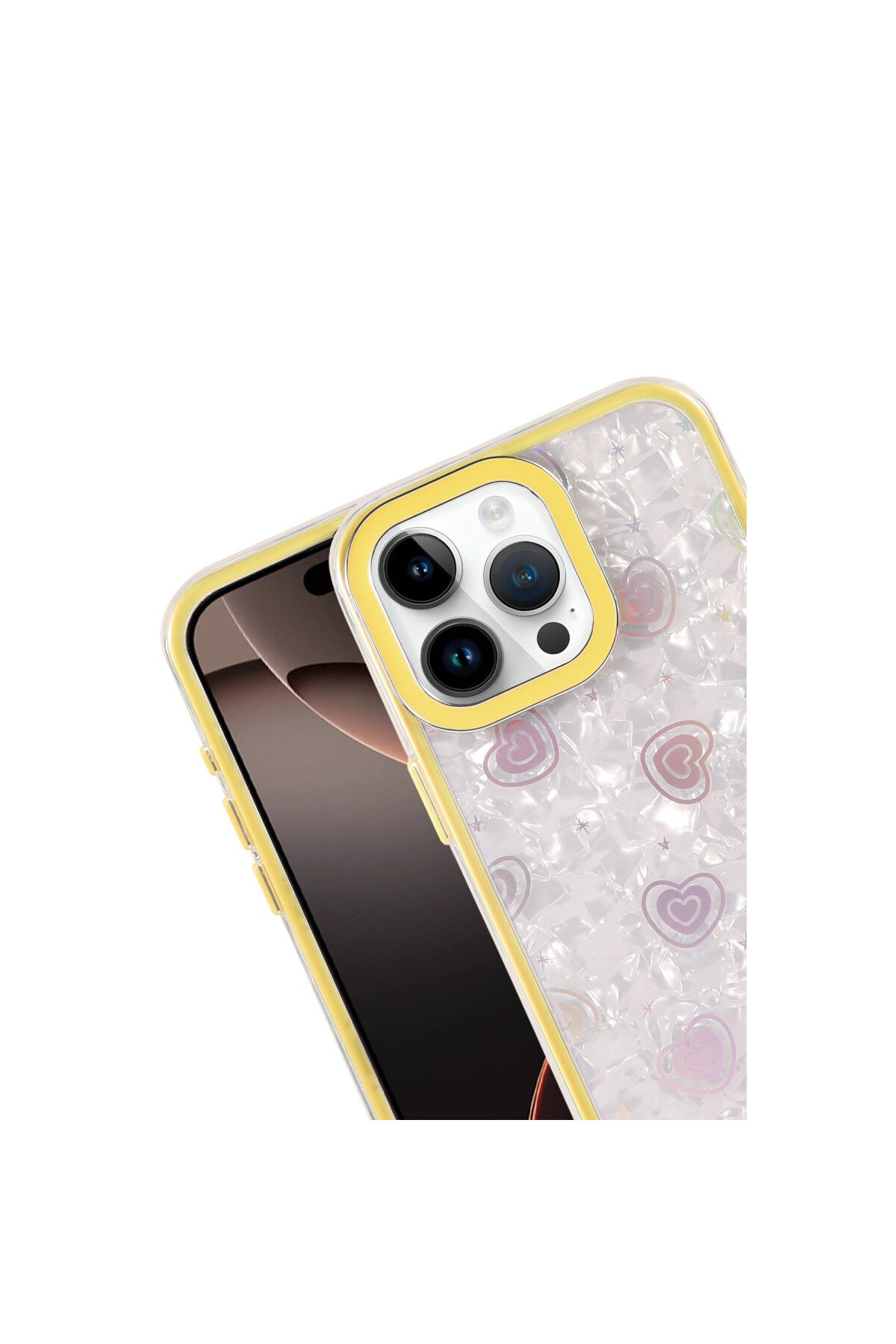 Apple iPhone 16 Pro Max Uyumlu Lumi Desenli Kapak - Sarı