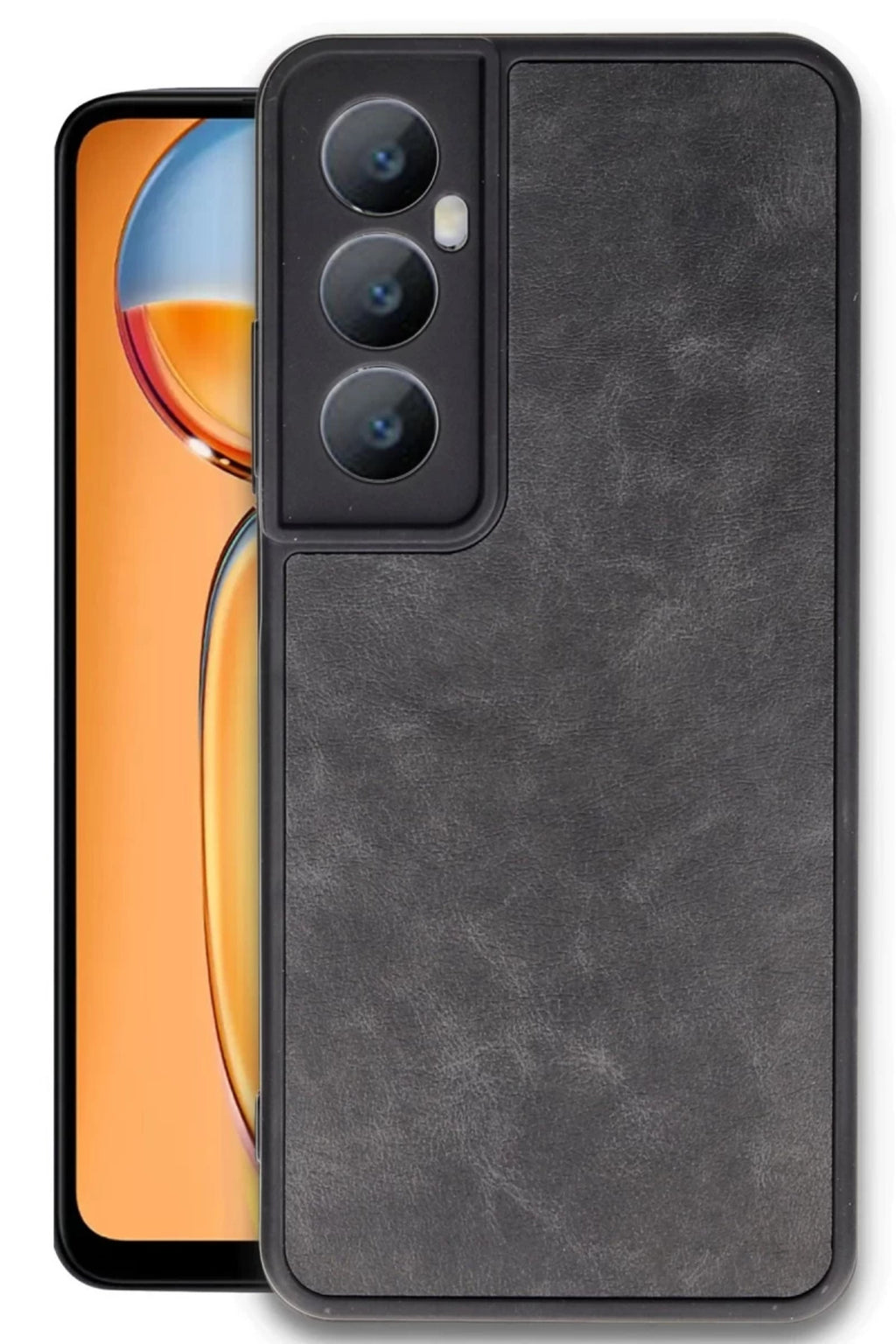 Realme C65 Uyumlu Kılıf Aras Deri Kapak - Siyah