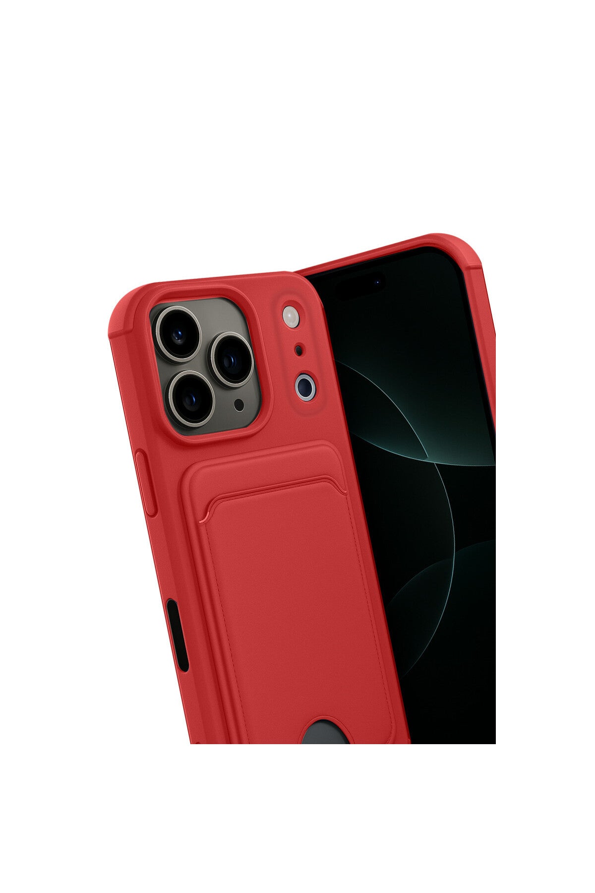 Apple iPhone 17 Pro Uyumlu Kelvin Kartvizitli Silikon - Kırmızı