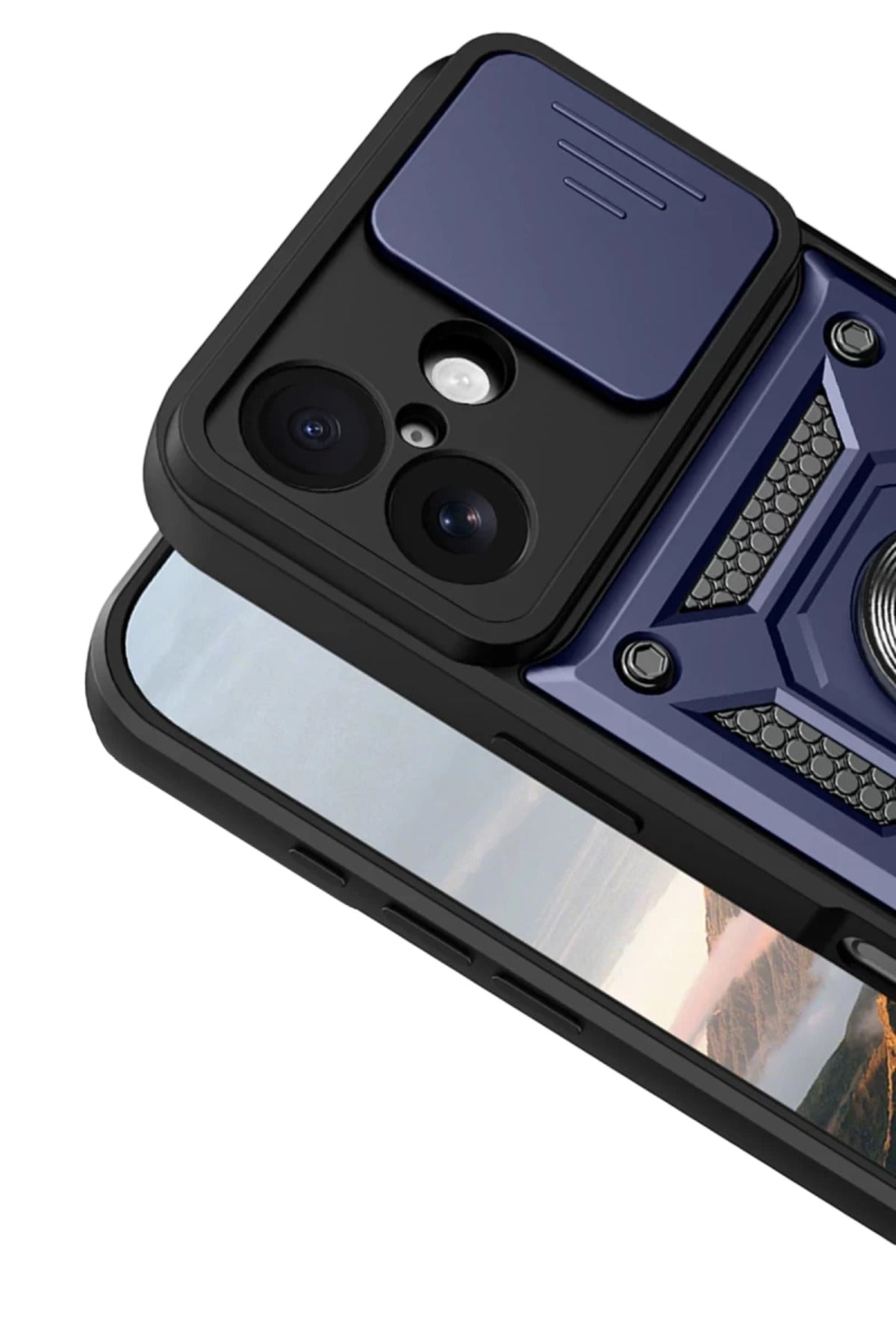 Apple iPhone 17 Uyumlu Pars Lens Yüzüklü Silikon - Lacivert