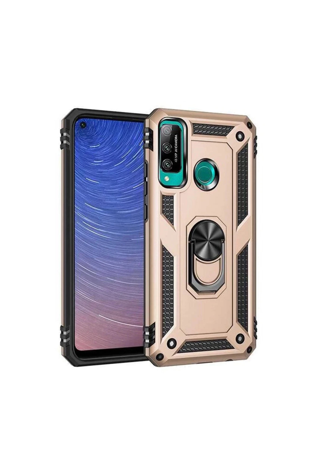 Huawei P40 Lite Uyumlu E Kılıf Sofya Yüzüklü Silikon Kapak - Gold