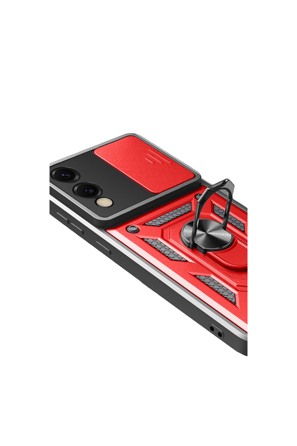 Samsung Galaxy S25 Uyumlu Edge Pars Lens Yüzüklü Silikon - Kırmızı