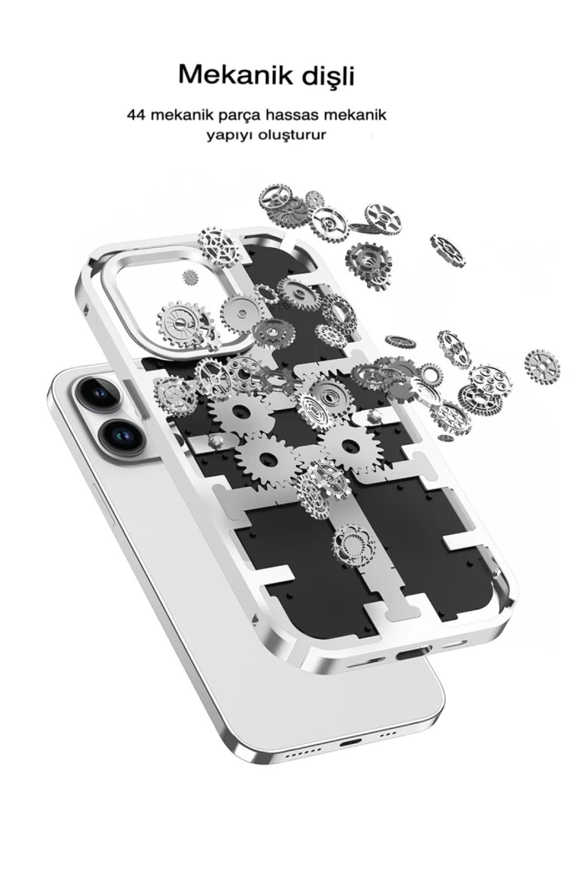 Apple iPhone 13 Pro Max Uyumlu Kılıf Mekanik Bumper Kapak - Gold
