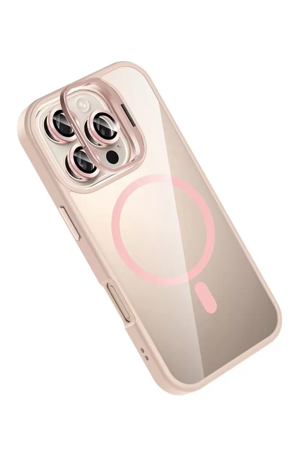 Joko Apple iPhone 16 Pro Max Uyumlu Remim Lensli Magsafe Standlı Kapak - Pembe