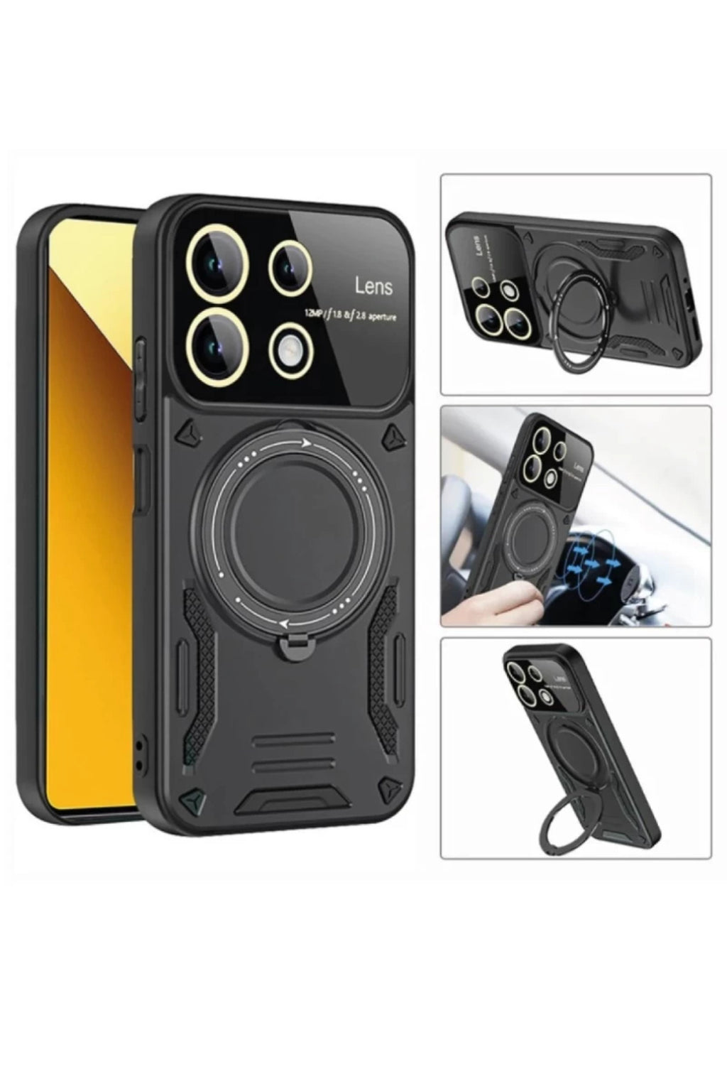 Realme C55 Uyumlu Kılıf Joy Lens Standlı Kapak - Kırmızı