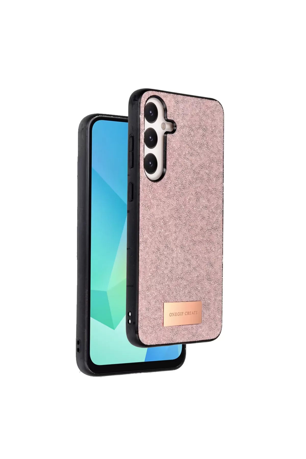 Onegif Samsung Galaxy A16 5G Uyumlu Bright Simli Kapak - Pembe