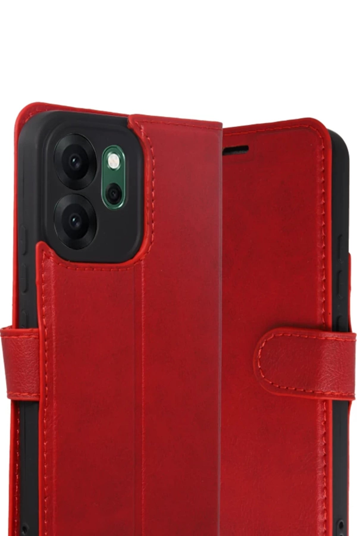 Oppo Reno 14F Uyumlu Trend S Plus Kapaklı Kılıf - Kırmızı