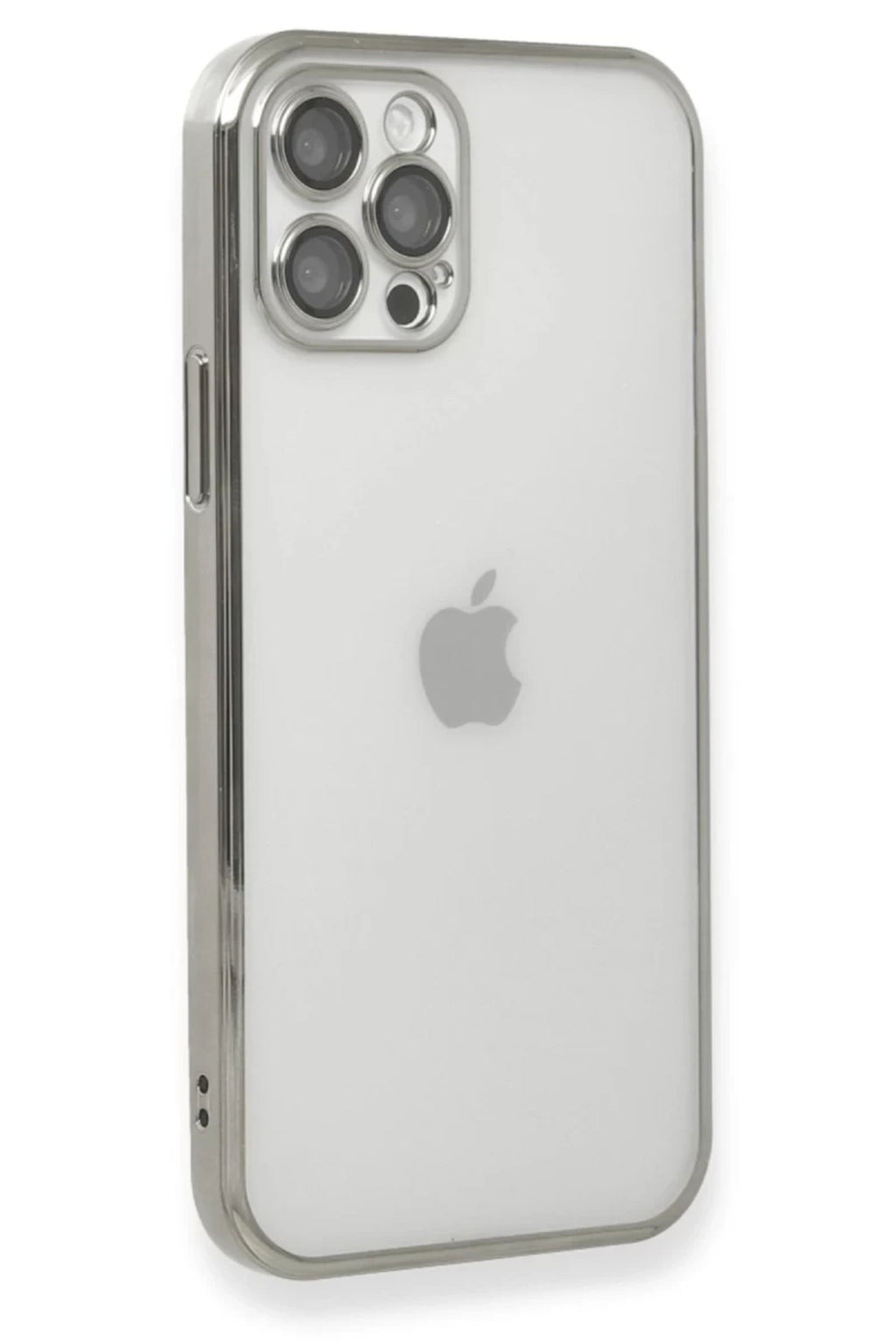 Apple iPhone 12 Pro Uyumlu Kılıf Lensli Silikon - Gümüş