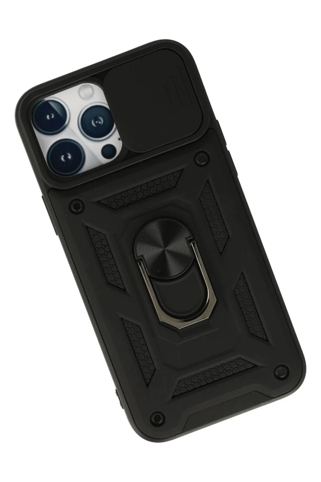 Apple iPhone 13 Pro Uyumlu Kılıf Pars Lens Yüzüklü Silikon - Siyah