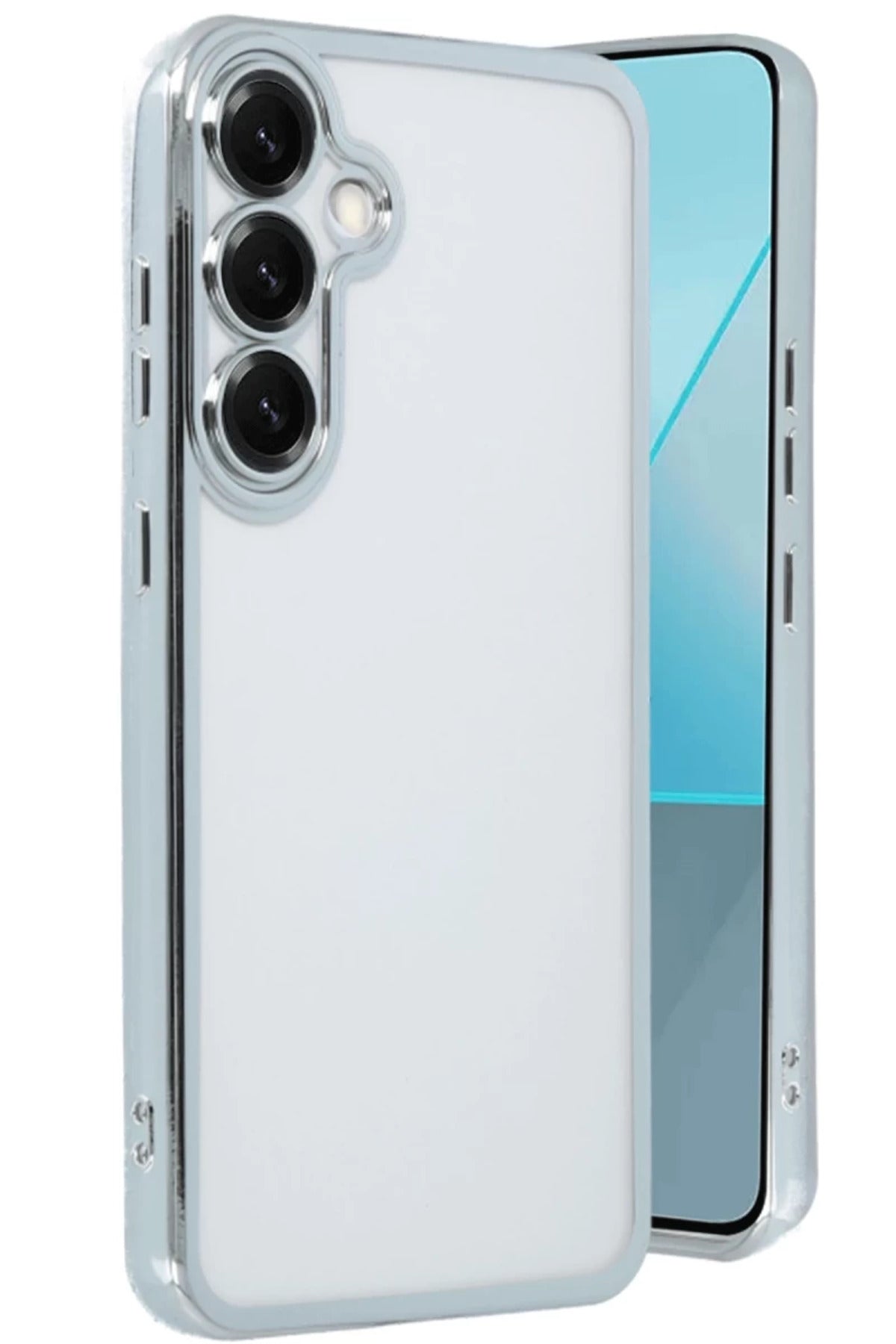 Samsung Galaxy S25 Uyumlu Kılıf Lensli Silikon - Gümüş