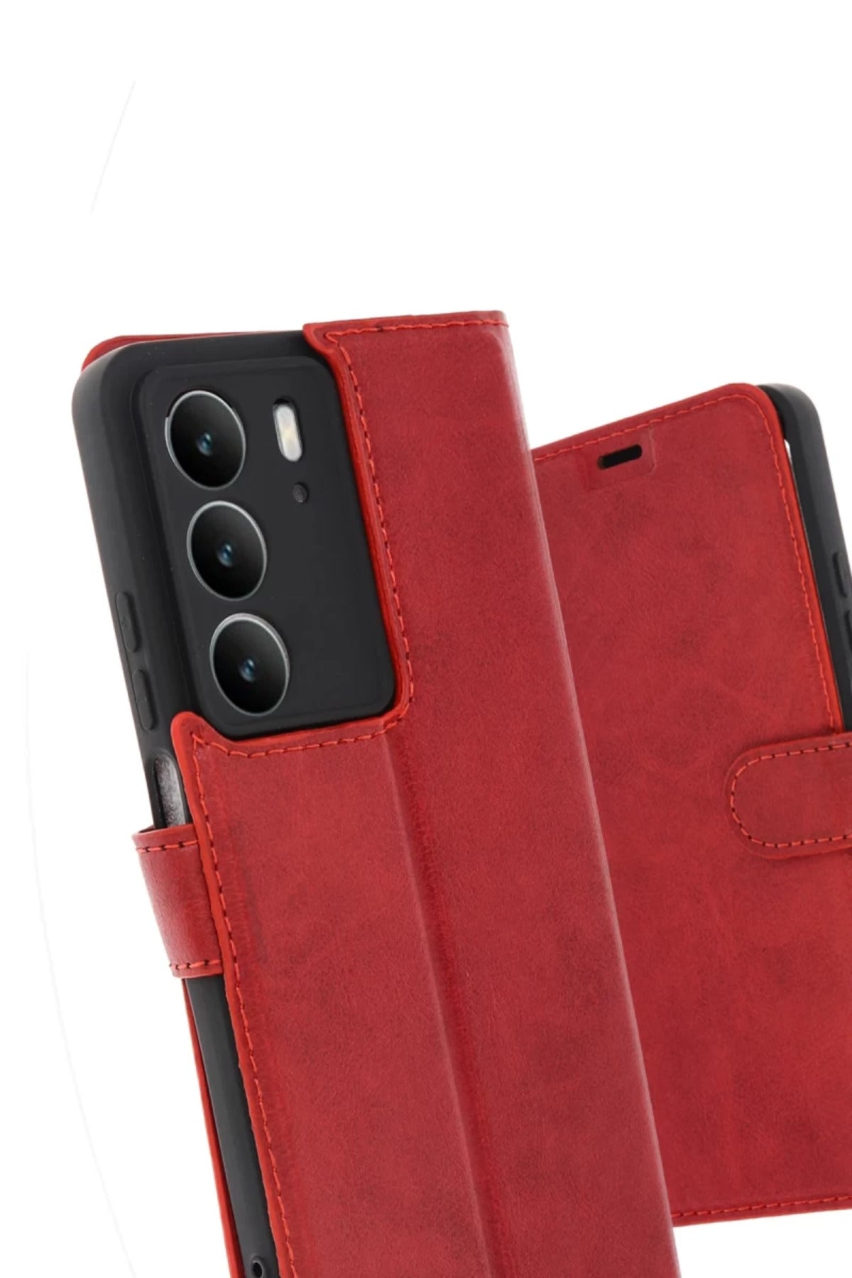 Realme C75 4G Uyumlu Trend S Plus Kapaklı Kılıf - Kırmızı