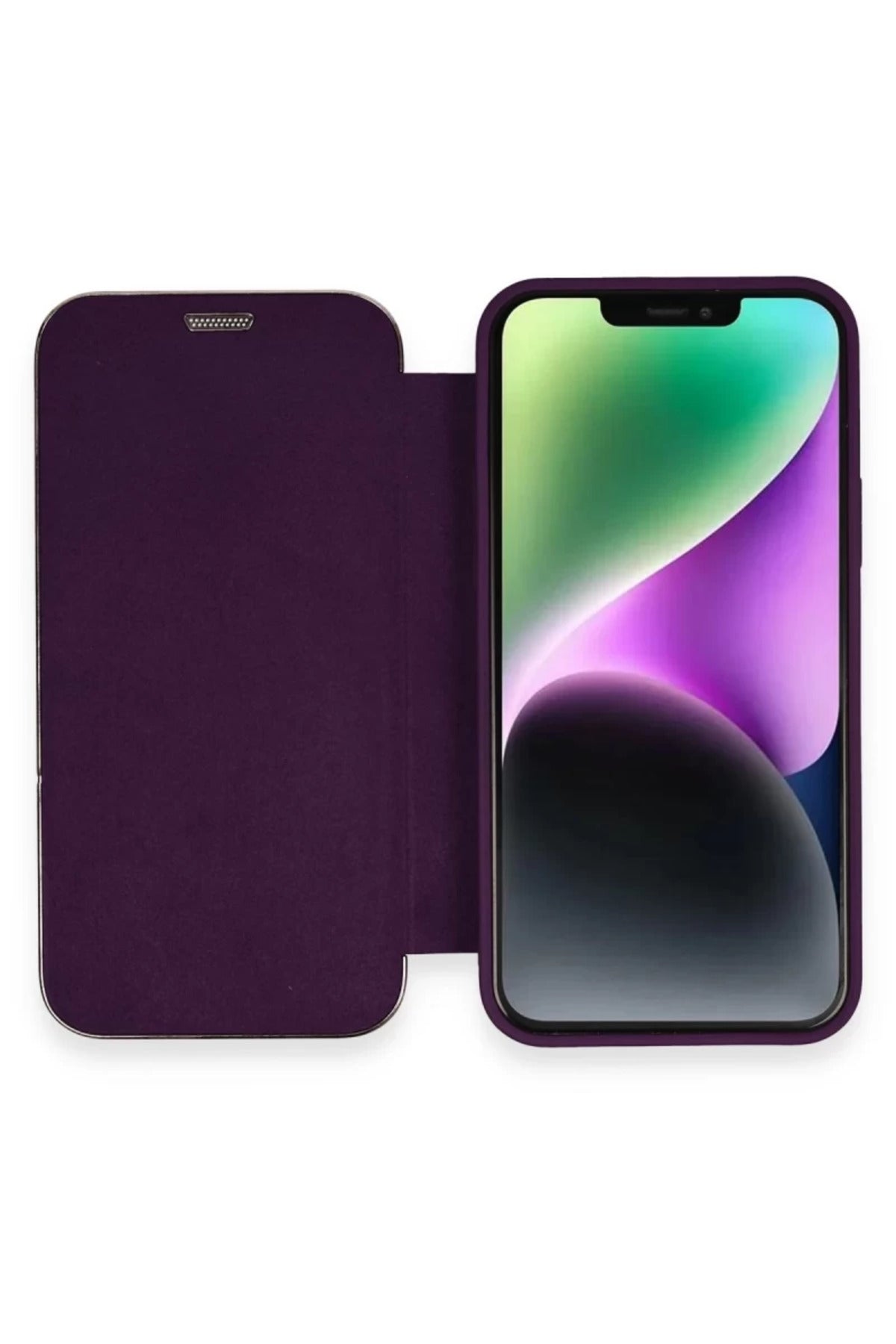 Apple iPhone 12 Uyumlu Kılıf Dolpin Kapaklı - Derin Mor