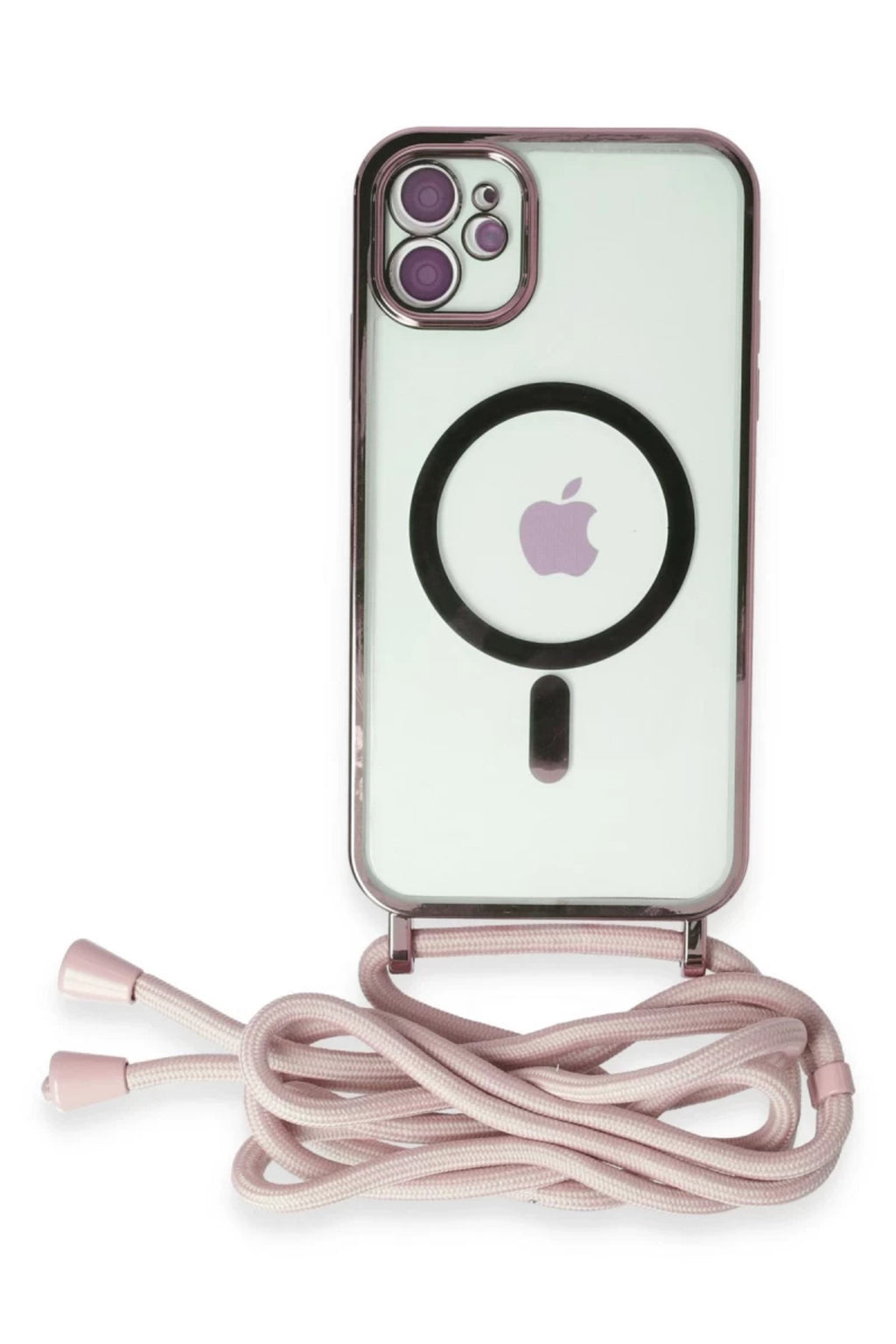 Apple iPhone 11 Uyumlu Kılıf Divo Lazer Askılı Magsafe Kapak - Pembe