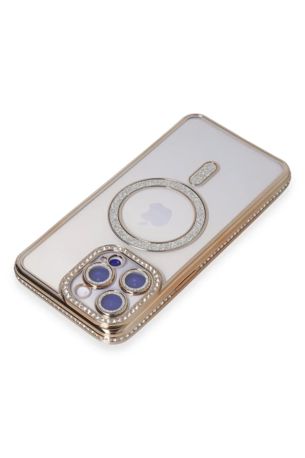 Apple iPhone 15 Pro Max Uyumlu Kılıf Joke Simli Magneticsafe Kılıf - Gold