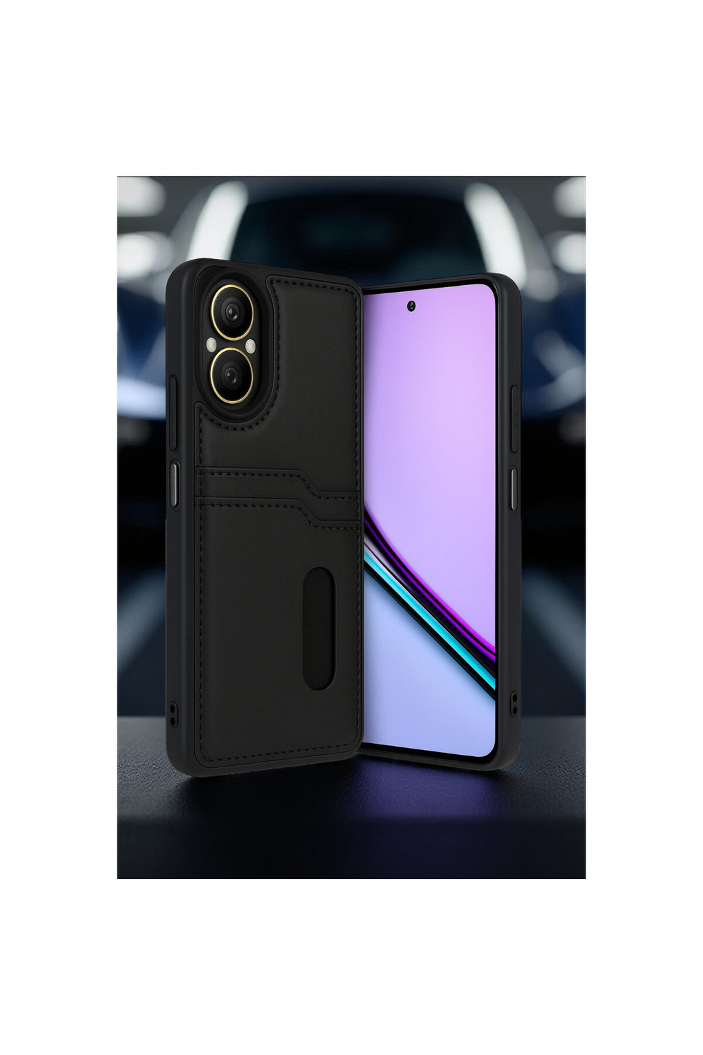 Realme 12 Lite Uyumlu Kılıf Sara Kartvizitli Deri Kılıf - Taba