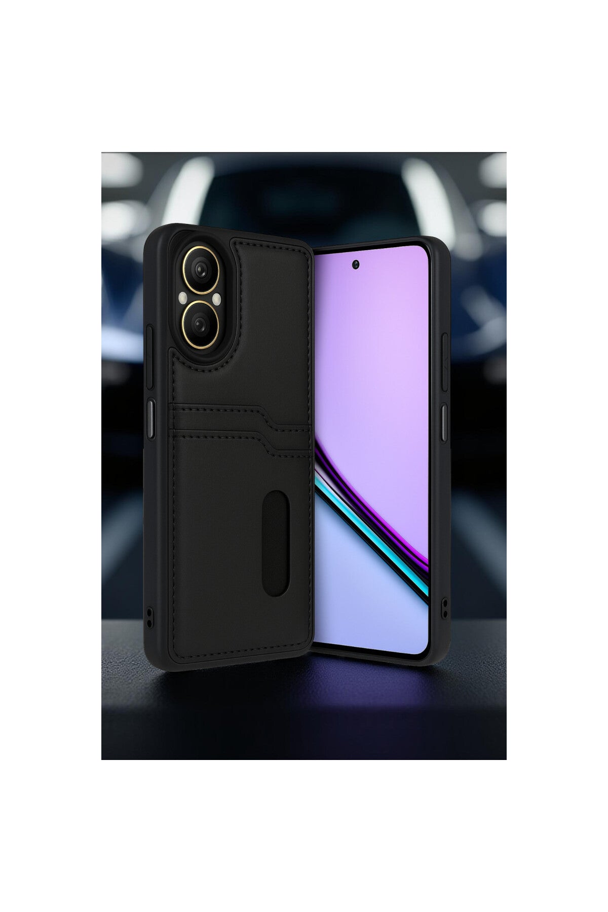 Realme 12 Lite Uyumlu Kılıf Sara Kartvizitli Deri Kılıf - Taba