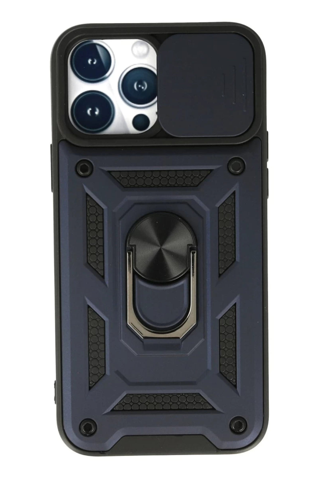 Apple iPhone 13 Pro Max Uyumlu Kılıf Pars Lens Yüzüklü Silikon - Lacivert