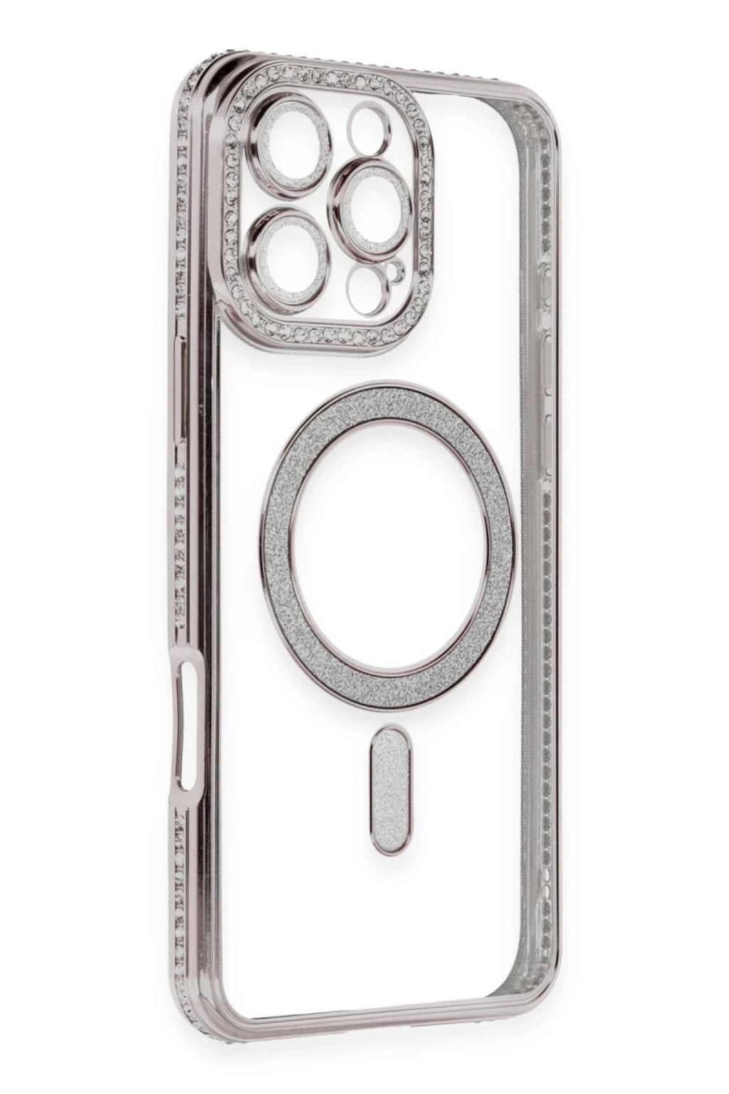 Apple iPhone 16 Pro Uyumlu Kılıf Joke Simli Magneticsafe Kılıf - Pembe