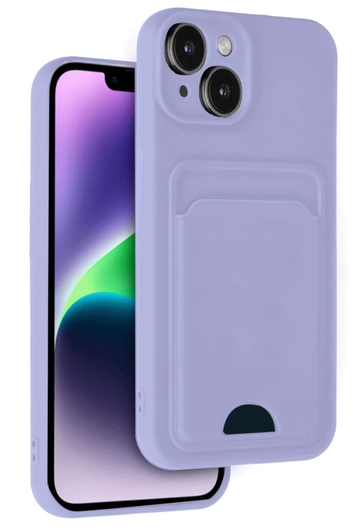 Apple iPhone 14 Uyumlu Kılıf Kelvin Kartvizitli Silikon - Lila
