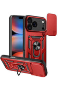 Apple iPhone 17 Pro Uyumlu Pars Lens Yüzüklü Silikon - Kırmızı